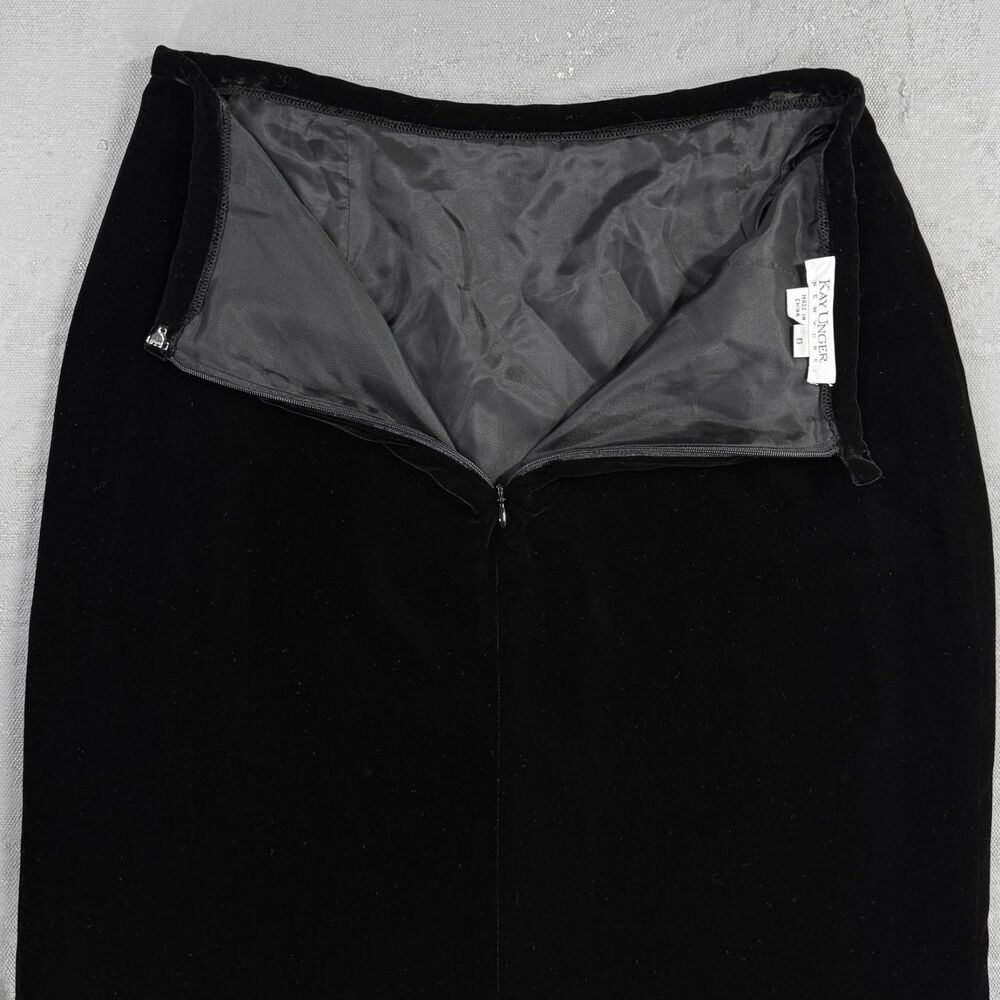 Vintage Kay Unger Black Silk Blend Velvet Maxi Skirt Women's 6 - Picture 3 of 4